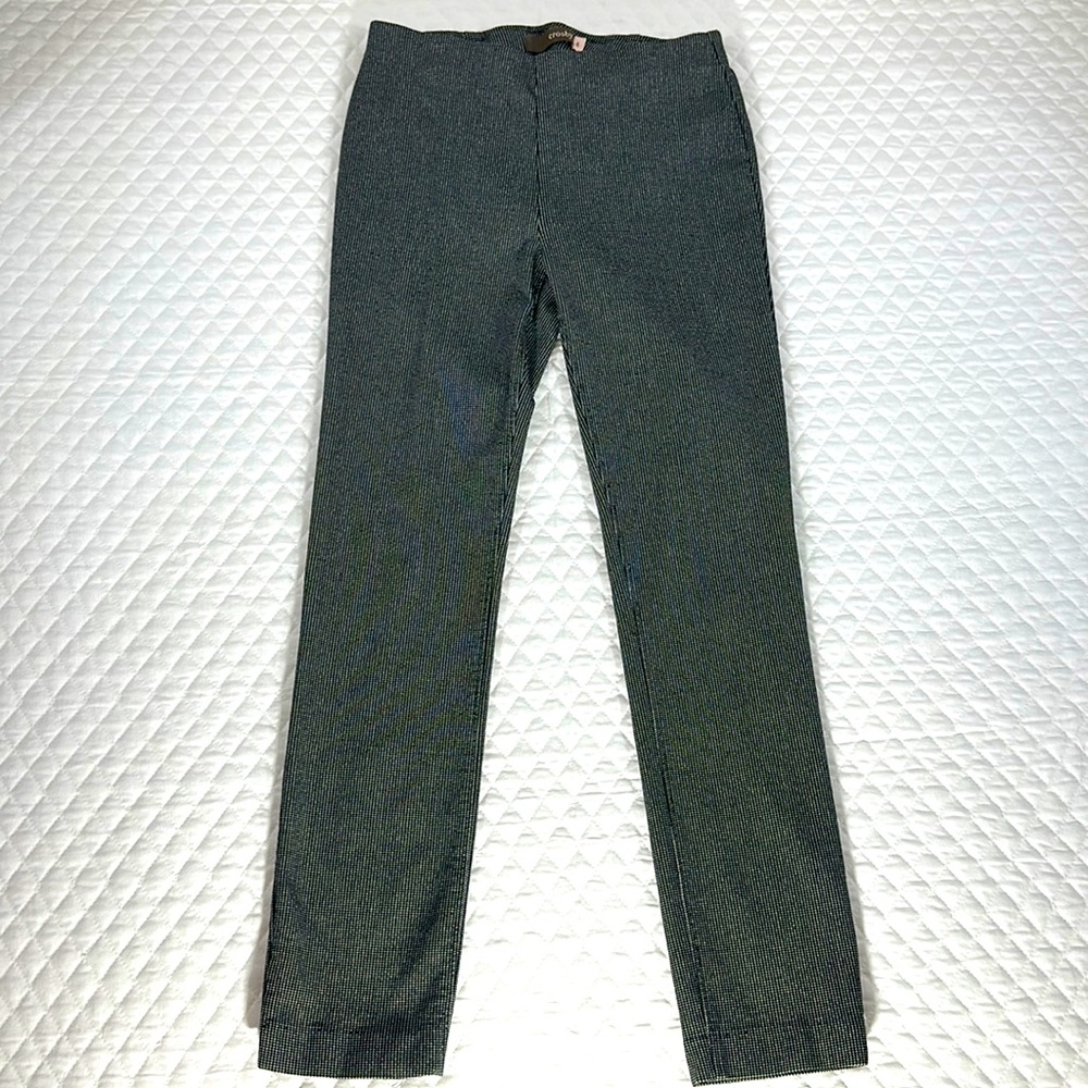 Crosby Pull on Ankle/Cropped Black & White Tweed Pants Size 4 Faux Back Pockets